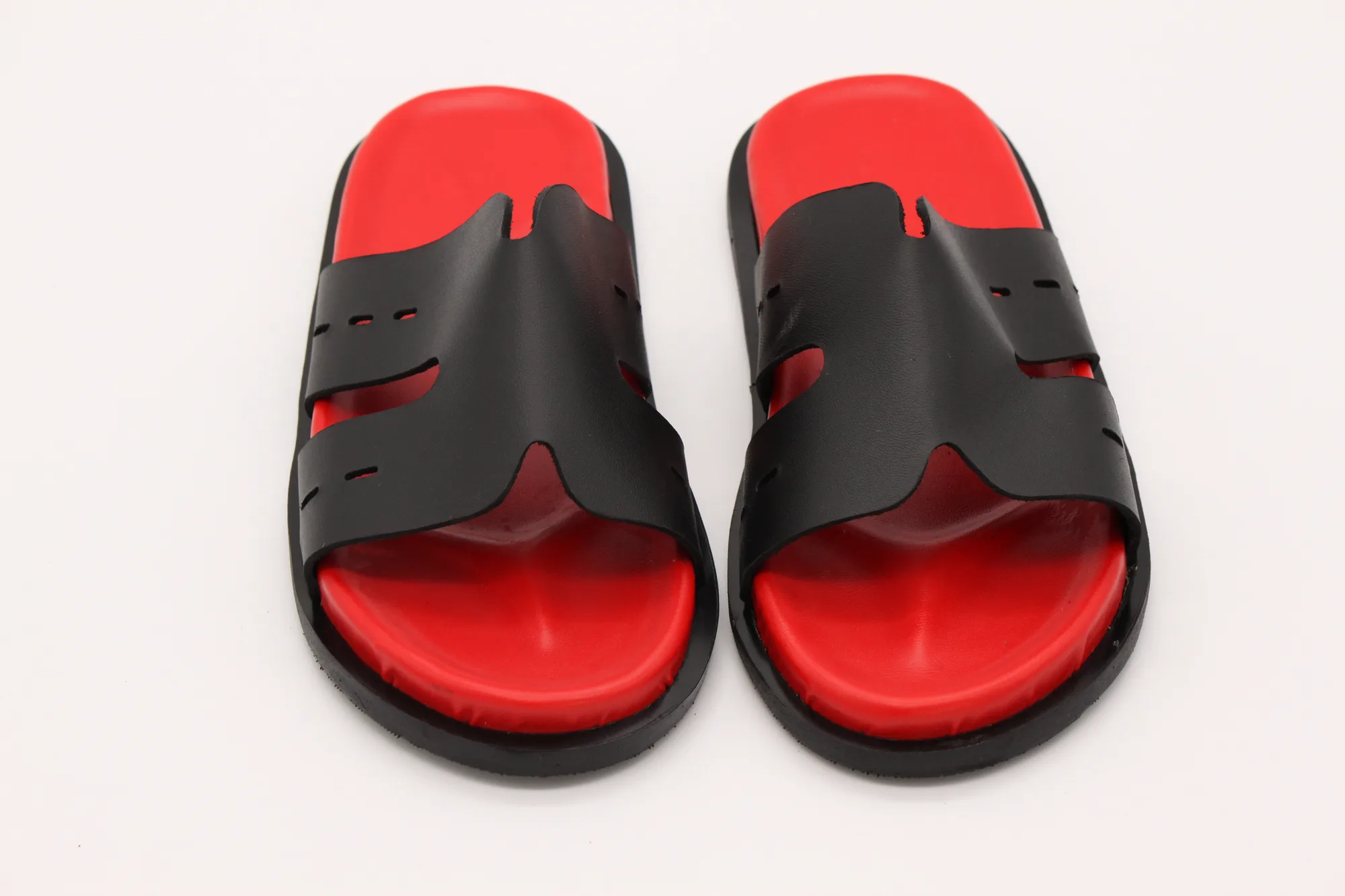 Black and Red Slide Sandals