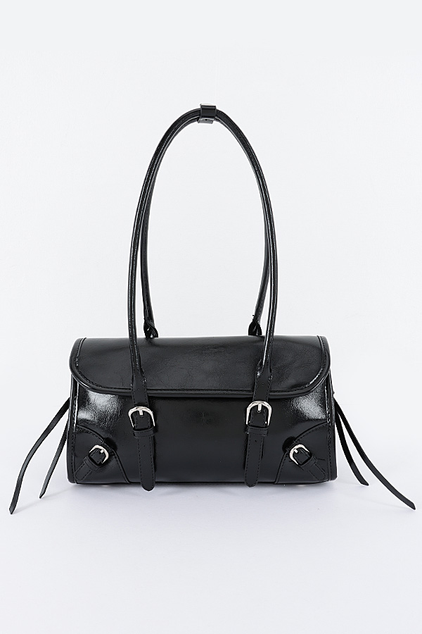 Buckle Decor Cylinder Shoulder Bag