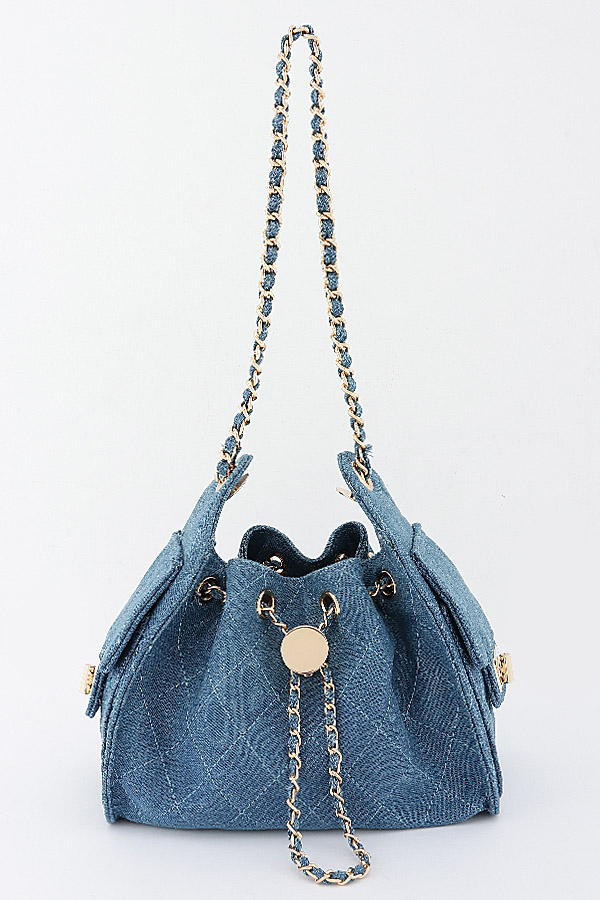 Denim Quilted Shoulder Bag
