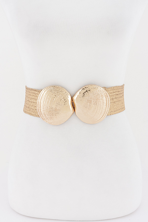Shell Buckle Stretch Waist Belt
