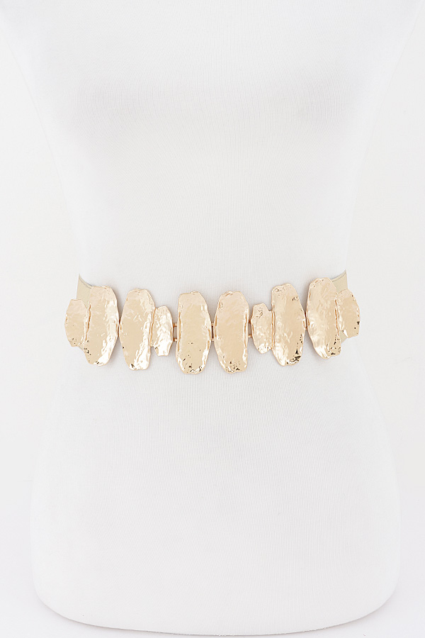 Hammered Metal Elastic Waist Belt