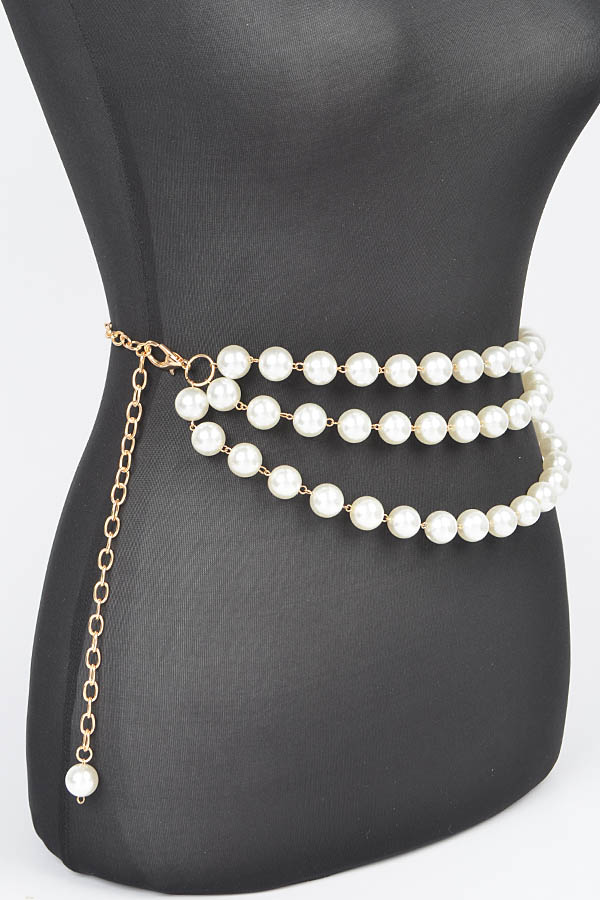Multi Layered Pearl Chain Belt