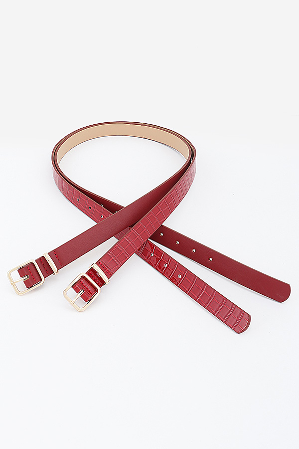 Dual Square Buckle Thin Waist Belts Set