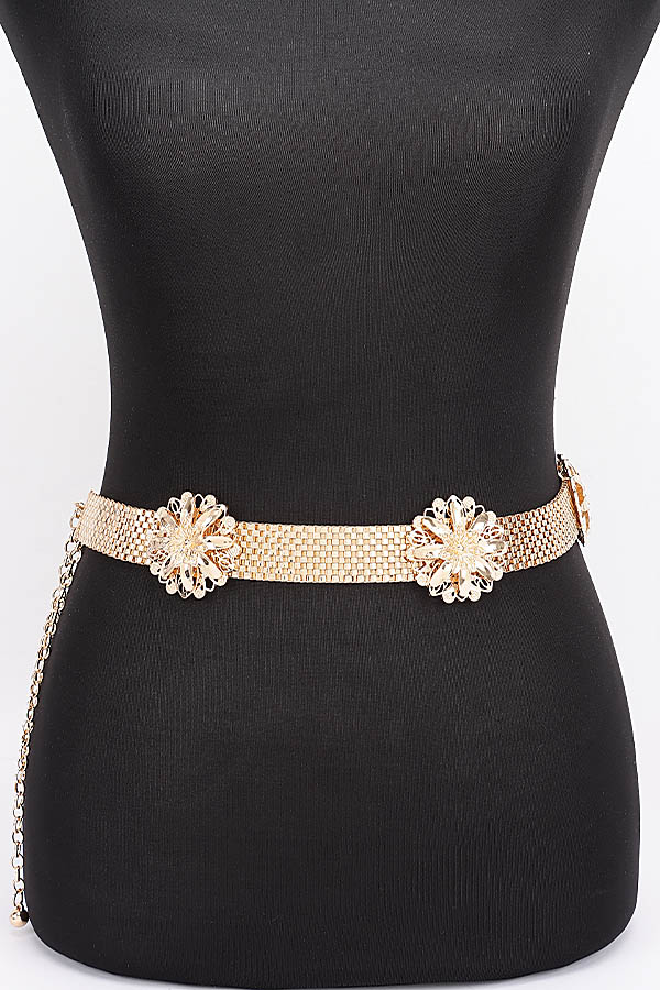 Floral Mesh Chain Adjustable Waist Belt