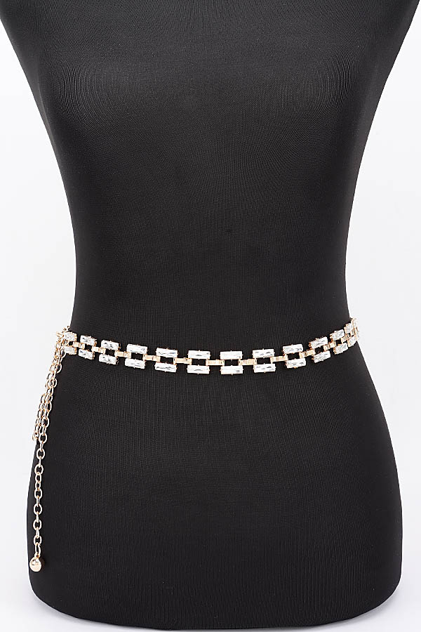 Rectangle Crystal Link Waist Chain Belt