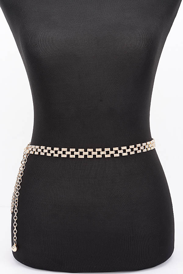 Geometric Rhinestone Chain Waist Belt