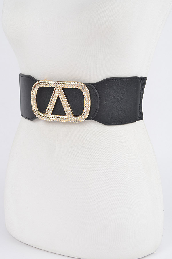 Rhinestone Buckle Plus Size Elastic Belt